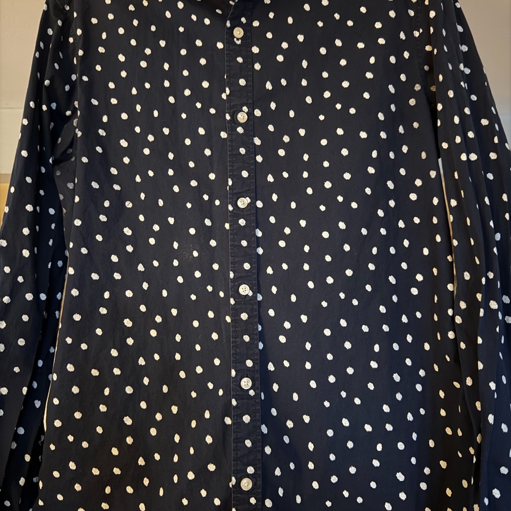Michael Kors Navy Polka Dot Shirt. Size: LARGE